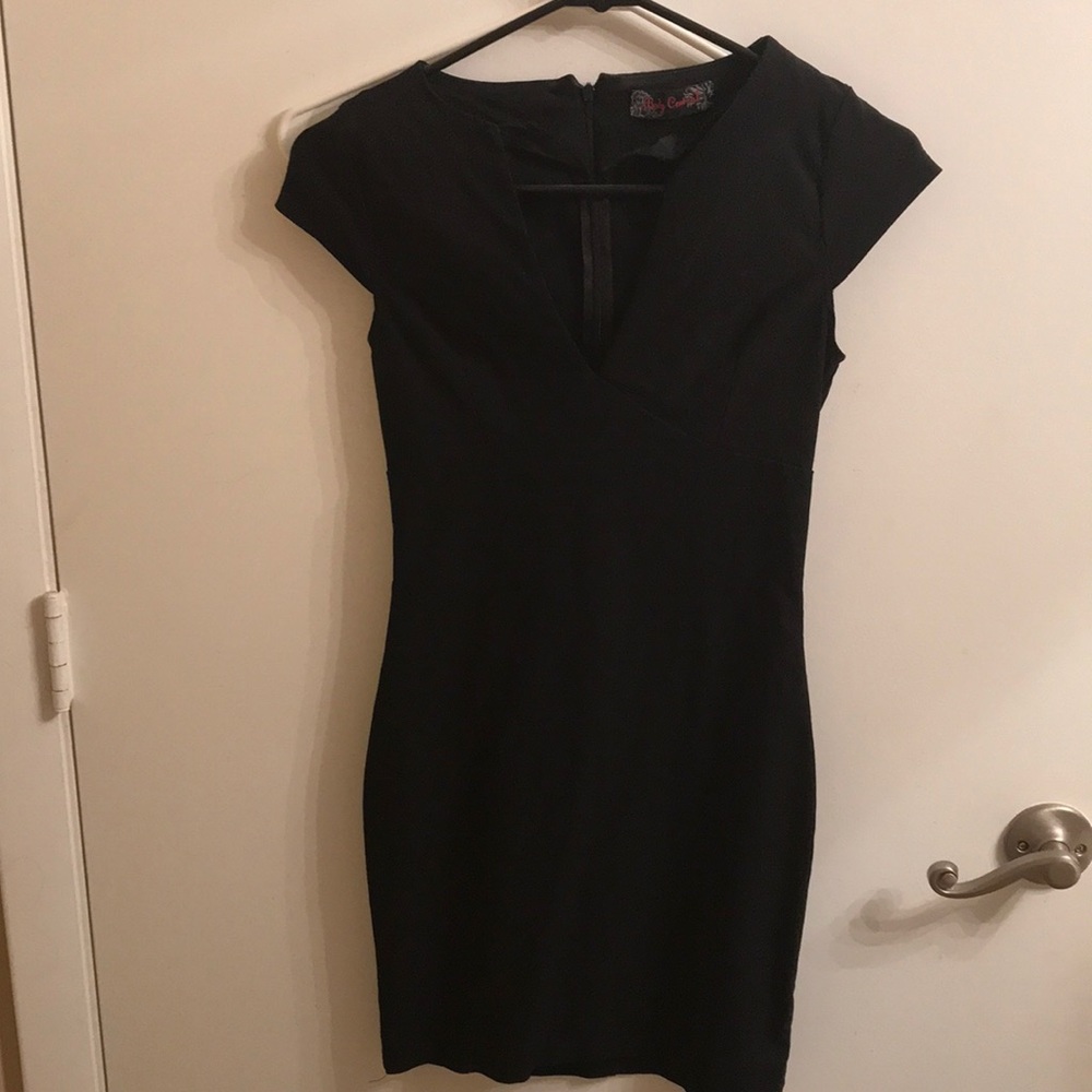 Black dress low cut v neck